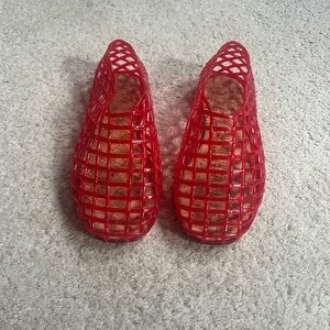 Red Mesh Slip-On Shoes